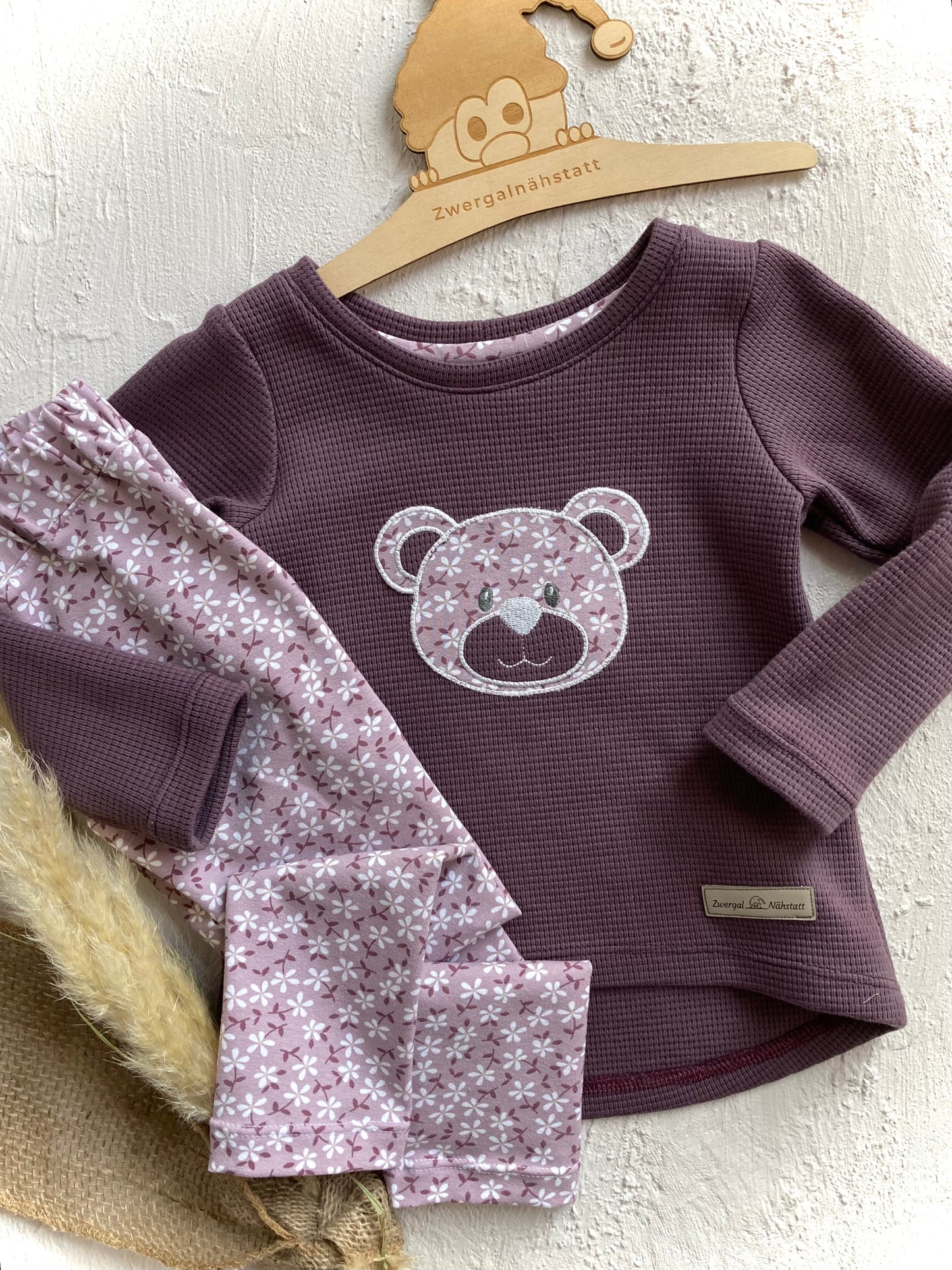 Set Langarmshirt "Teddy-Patch" + Leggings